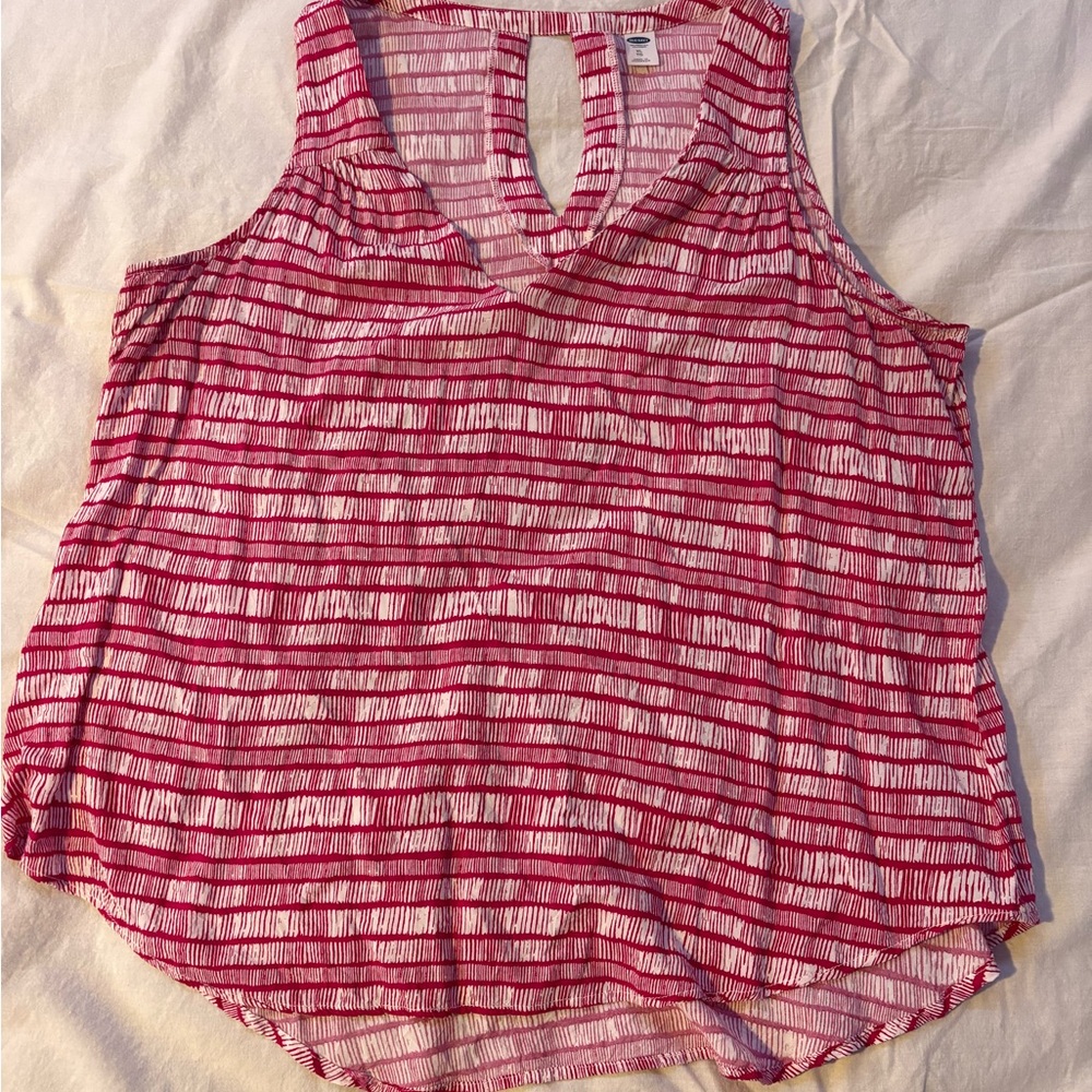Old Navy Pink and White Striped Tank Top